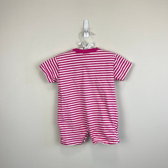 Vintage Tucker's Toes Pink Striped T-Shirt Romper 6-9 Months USA - Picture 5 of 6